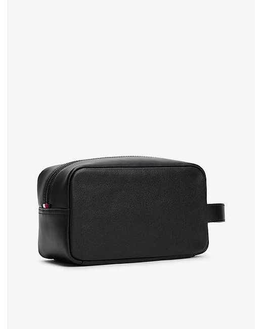 Tommy Hilfiger Leren Toilettas Met Hilfiger-Vlag in het Black voor heren