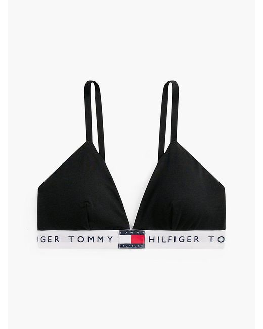 Tommy Hilfiger Black Heritage Logo Removable Padding Triangle Bra