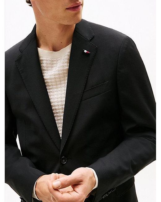 Tommy Hilfiger Slim Fit Blazer Van Wolmix in het Black voor heren