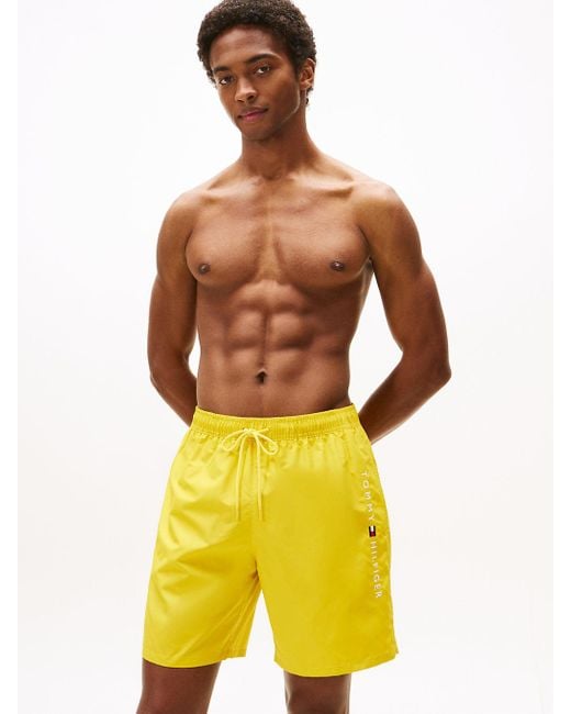 Tommy Hilfiger Yellow Original Logo Long Length Swim Shorts for men