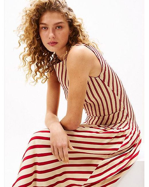 Tommy Hilfiger White The Sofia Capsule Maxi-Kleid Mit Streifen
