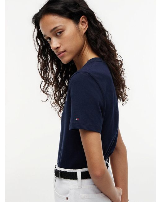 Tommy Hilfiger Blue Logo Crew Neck T-shirt