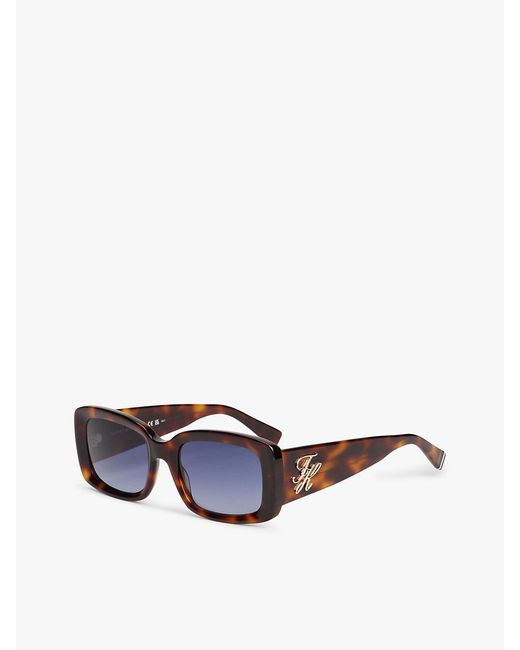 Tommy Hilfiger White Logo Plaque Rectangular Sunglasses
