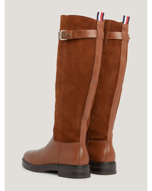 Tommy Hilfiger Brown Essential Belt Detail Leather Knee-high Boots