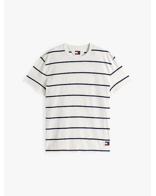 Tommy Hilfiger Tommy Badge Gestreiftes Rundhals-T-Shirt in Blue für Herren