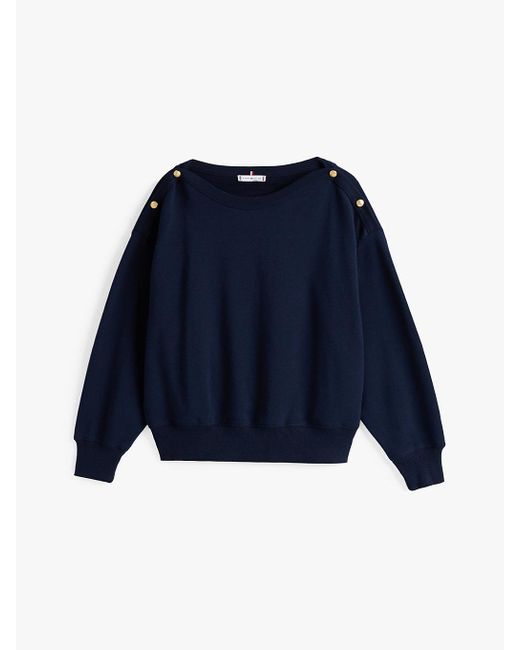 Felpa Curve Con Scollatura A Barca di Tommy Hilfiger in Blue