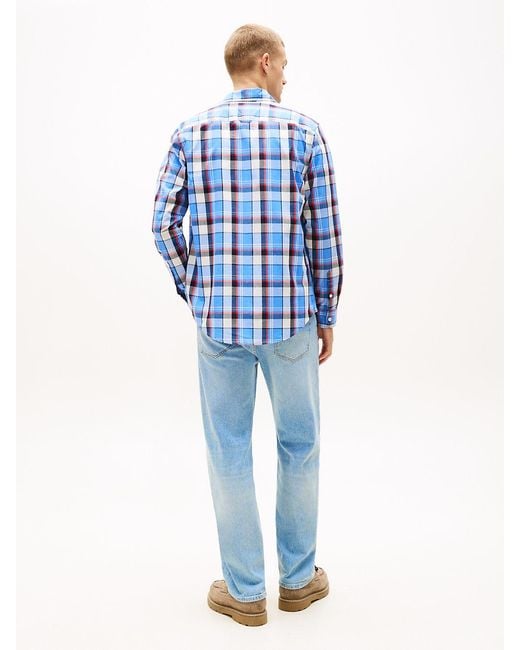 Tommy Hilfiger Blue Regular Fit Check Poplin Shirt for men