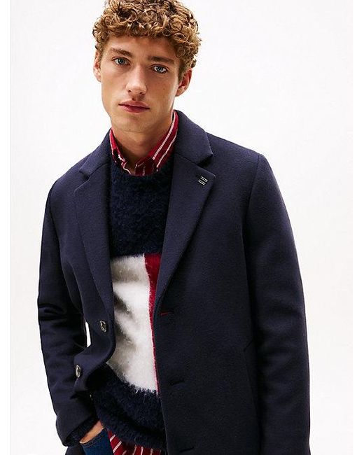 Tommy Hilfiger Smart Casual Single-Breasted Jas Van Wolmix in het Blue voor heren