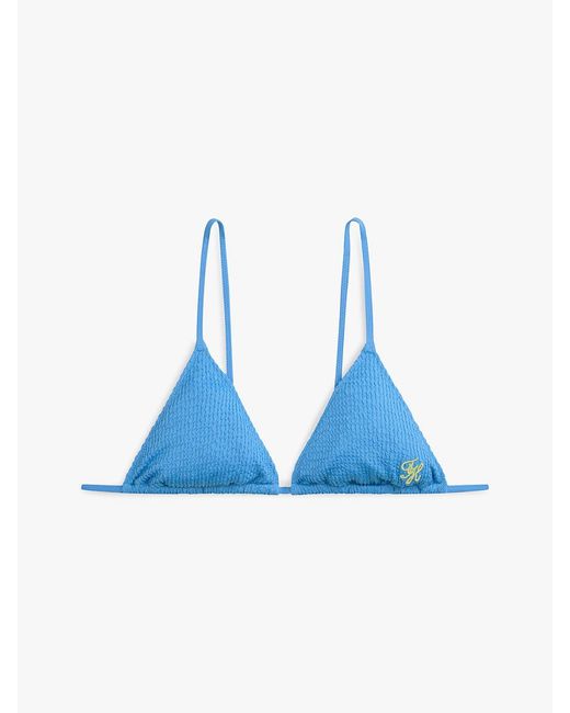 Tommy Hilfiger Blue Crinkle Texture Triangle Bikini Top