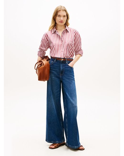 Tommy Hilfiger Red Classic Oversized Fit Poplin Shirt