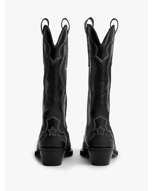 Tommy Hilfiger Black Archive Leather Cowboy Boots