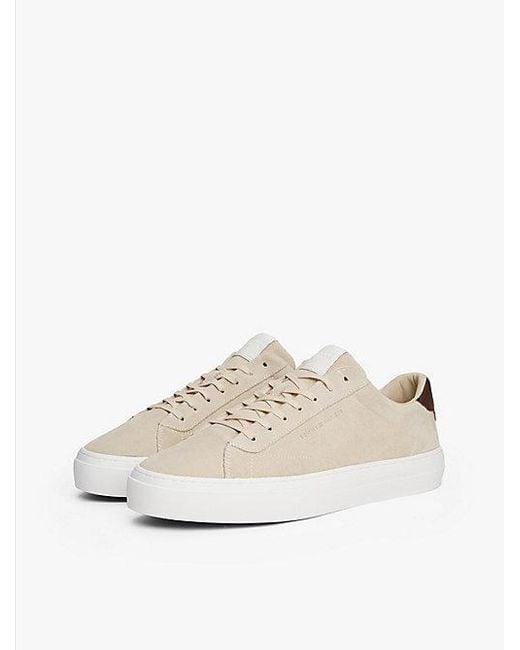 Tommy Hilfiger Suède Sneaker Met Cupsole in het Natural voor heren