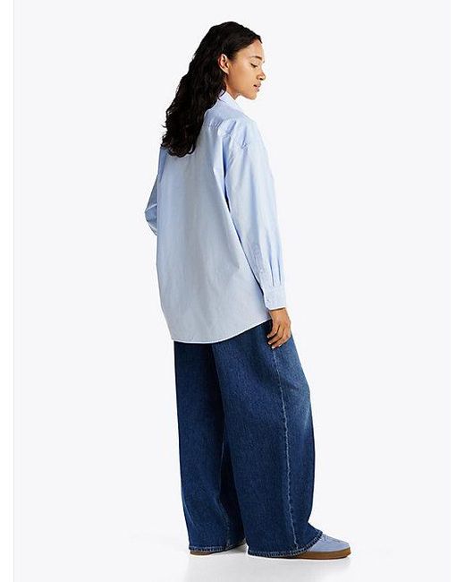 Camisa Oversize De Popelín Tommy Hilfiger de color Blue