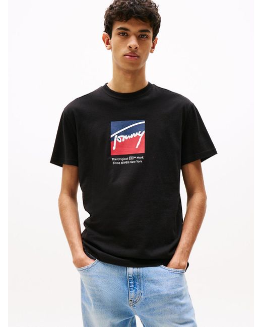 T-Shirt À Logo Signature Tommy Hilfiger pour homme en coloris Black