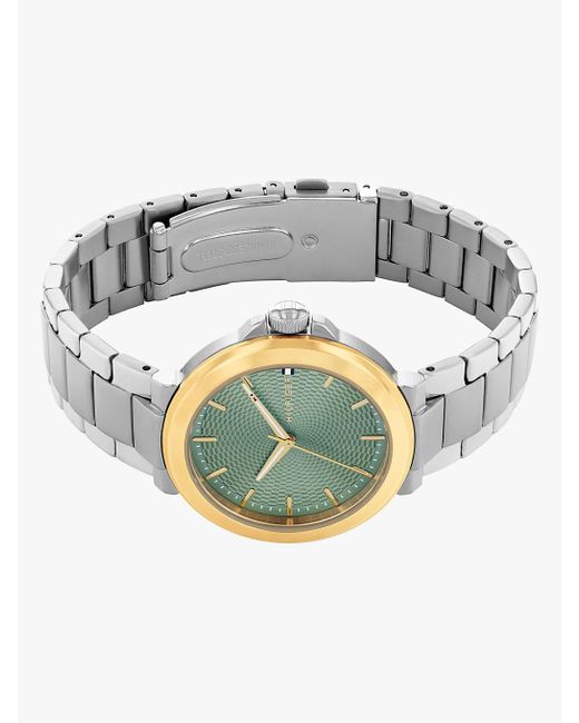 Tommy Hilfiger Metallic Green Dial Stainless Steel Chain-link Watch