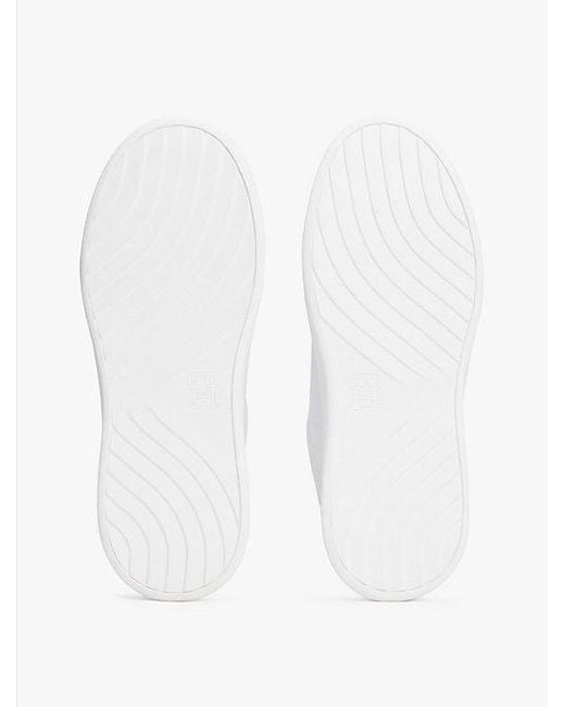 Tommy Hilfiger Leren Court Sneaker Met Th-Monogram in het White
