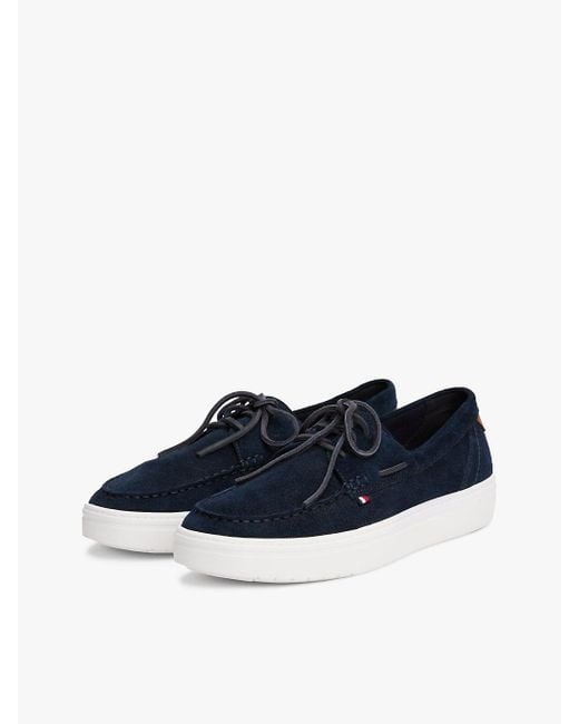 Chaussures Bateau Hybrides En Daim À Lacets Tommy Hilfiger pour homme en coloris Blue