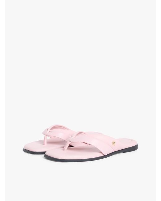 Tommy Hilfiger Multicolor Leather Toe Post Flat Sandals