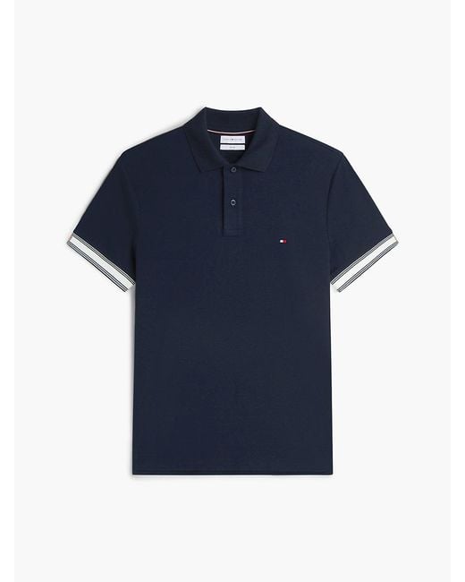 Tommy Hilfiger Blue Slim Fit Fluid Cotton Polo Shirt for men