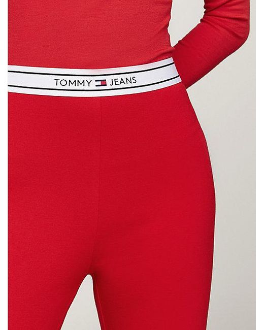 Tommy Hilfiger Red Lange Leggings mit Logo am Taillenbund