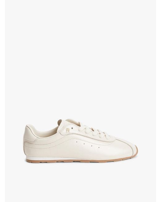Tommy Hilfiger White Th Monogram Plaque Leather Trainers