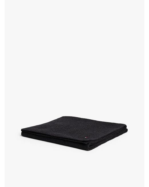 Tommy Hilfiger Gray Hilfiger Flag Embroidery Ribbed Scarf for men