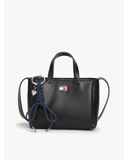 Tommy Hilfiger Black Logo Charm Crossbody Tote Bag