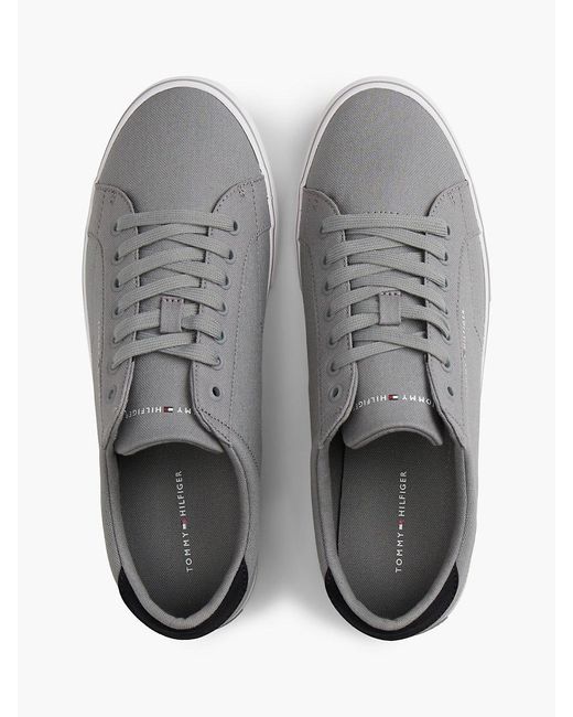 Tommy Hilfiger White Canvas Embossed Trainers for men