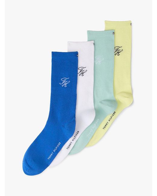Tommy Hilfiger Blue 4-pack Th Monogram Socks Gift Box for men