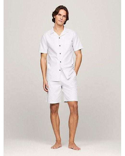 Tommy Hilfiger Th Original Geweven Pyjama Met Korte Broek in het White voor heren