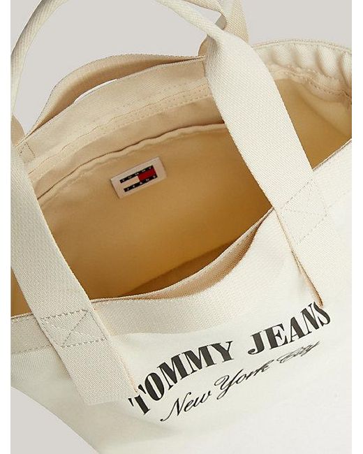 Tommy Hilfiger White Kleine Tote-Bag aus Canvas mit NYC-Logo
