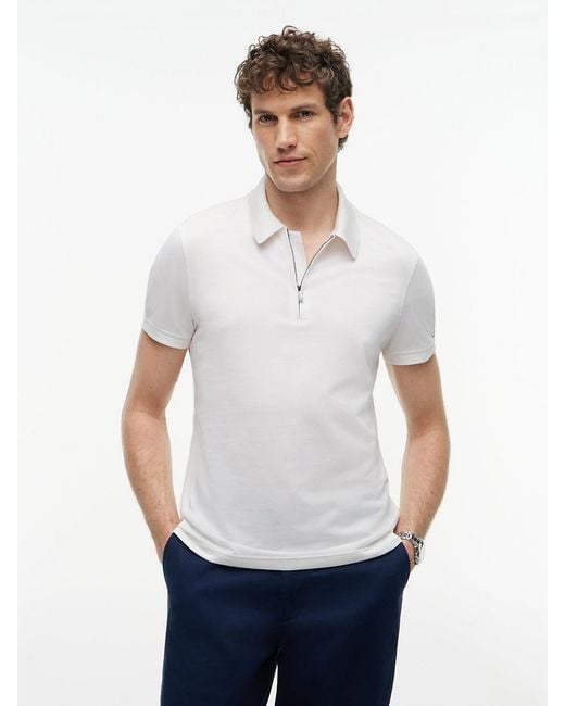 Tommy Hilfiger White New York Label Performance Regular Fit Polo Shirt for men
