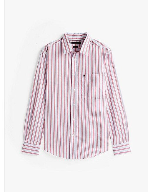 Tommy Hilfiger Regular Fit Dobby Overhemd Met All-Overstreep in het Red voor heren
