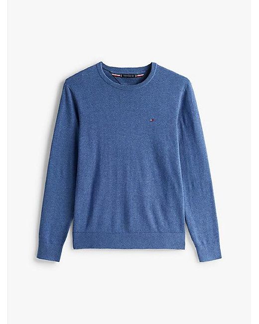 Tommy Hilfiger Trui Met Ronde Hals En Geborduurde Vlag in het Blue voor heren