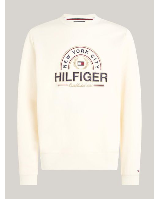 Tommy Hilfiger White Flag Icon Graphic Regular Fit Sweatshirt for men
