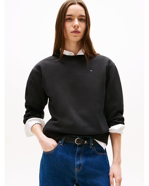 Sweat À Col Ras-Du-Cou Et Drapeau Brodé Tommy Hilfiger en coloris Black