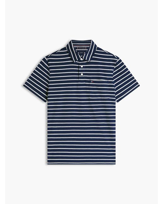 Tommy Hilfiger Blue Regular Fit Stripe Jersey Polo Shirt for men
