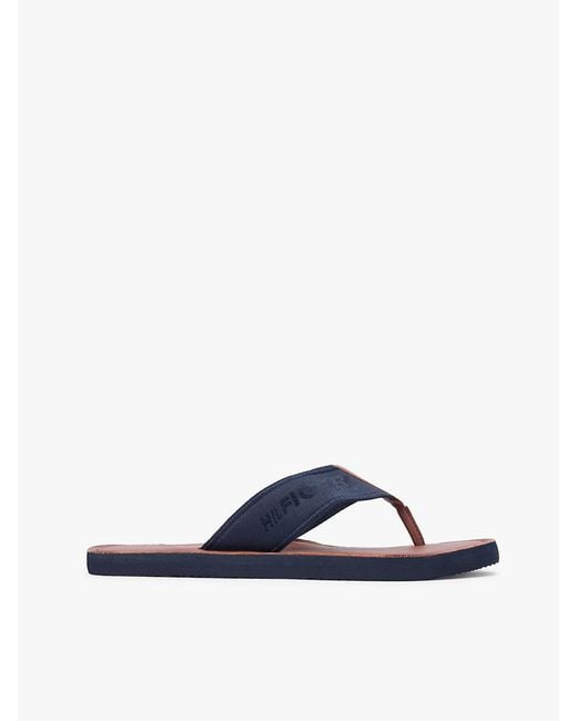 Tommy Hilfiger Blue Jacquard Logo Flip-Flops for men