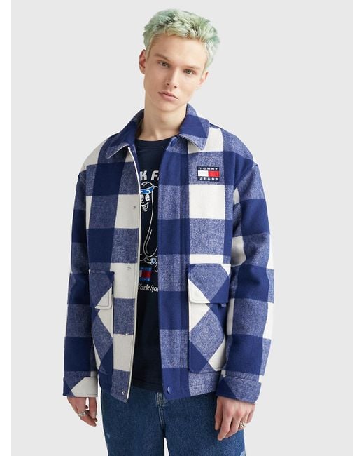 Veste en laine mélangée à carreaux Buffalo Tommy Hilfiger pour homme en  coloris Bleu | Lyst