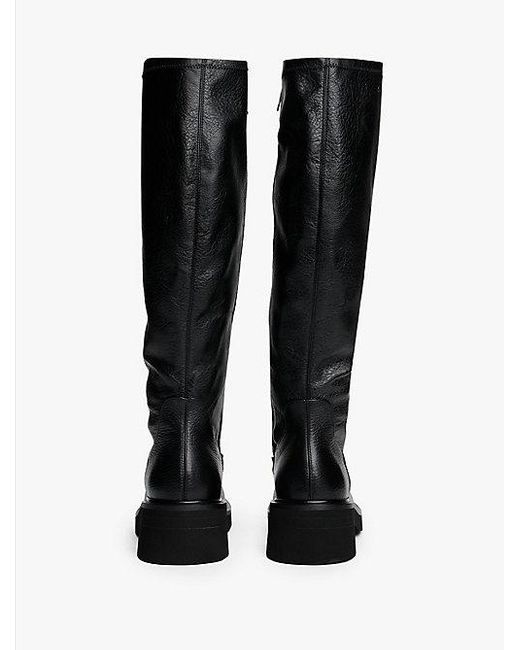 Tommy Hilfiger Leren Overknee Laars Met Rits in het Black