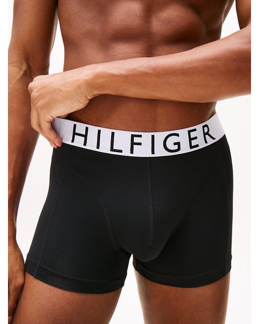 Tommy Hilfiger Black 3-Pack Microfibre Logo Waistband Trunks for men