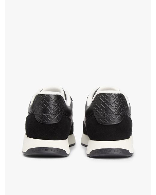 Tommy Hilfiger Black Embossed Th Monogram Leather Trainers