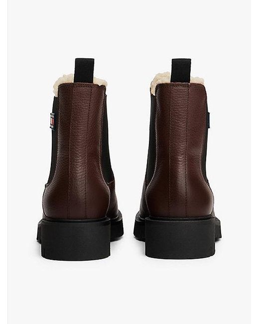 Tommy Hilfiger Leren Chelsea Boot Met Profielzool En Voering in het Brown