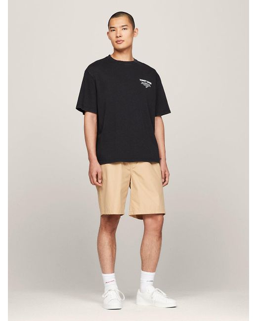 T-shirt Essential teint en plongée à logo Tommy Hilfiger pour homme en coloris Black