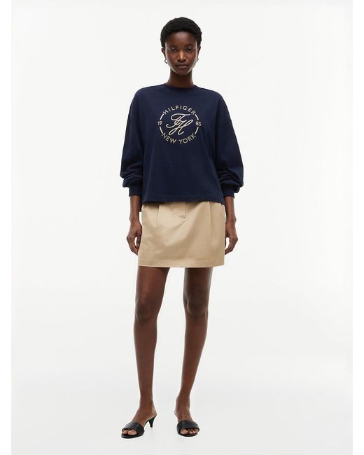Tommy Hilfiger Blue Logo Relaxed Crew Neck Sweatshirt
