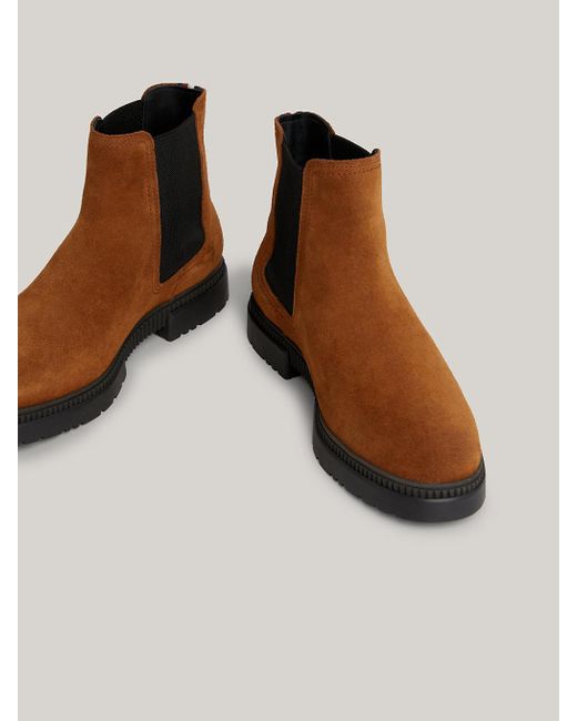 Tommy Hilfiger Brown Suede Cleat Chelsea Boots for men