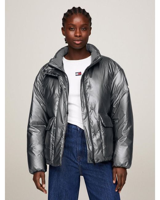 Silver puffer sales jacket tommy hilfiger