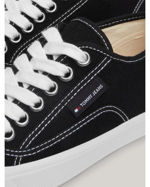 Tommy Hilfiger Black Canvas Logo Lace-up Trainers