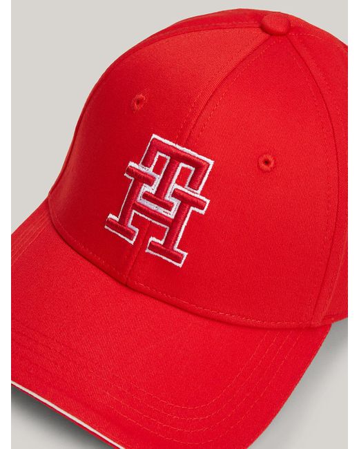 Tommy Hilfiger Red Prep Th Monogram Embroidery Baseball Cap