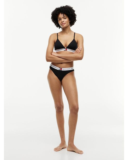 Tommy Hilfiger Black Heritage Logo Removable Padding Triangle Bra